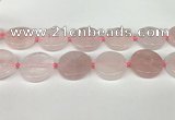 CRQ761 15.5 inches 30mm flat round rose quartz beads