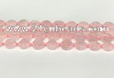CRQ765 15.5 inches 14mm flat round rose quartz beads