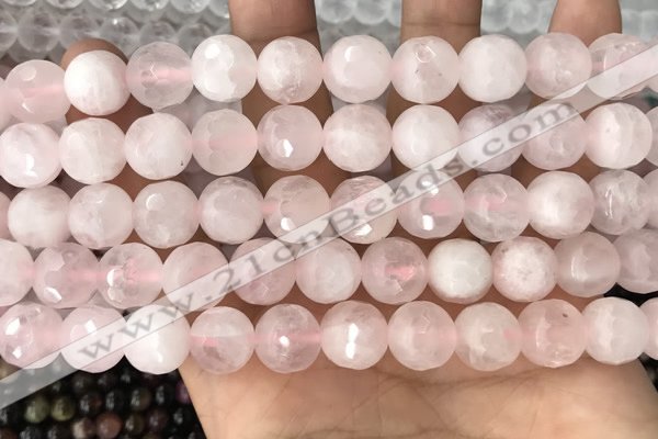 CRQ770 15.5 inches 8mm faceted round rose quartz beads
