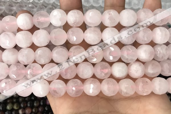 CRQ771 15.5 inches 10mm faceted round rose quartz beads