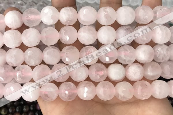 CRQ772 15.5 inches 12mm faceted round rose quartz beads