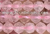 CRQ775 15.5 inches 6mm faceted nuggets rose quartz beads