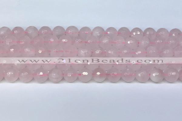 CRQ798 15.5 inches 10mm faceted round rose quartz gemstone beads