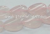 CRQ80 15.5 inches 15*20mm twisted oval natural rose quartz beads