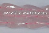 CRQ810 15.5 inches 12*25mm faceted teardrop rose quartz beads