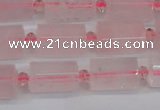 CRQ812 15.5 inches 10*15mm faceted tube rose quartz beads