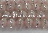 CRQ820 15.5 inches 6mm round rose quartz with rhinestone beads