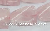 CRQ83 15.5 inches 20*30mm twisted rectangle natural rose quartz beads