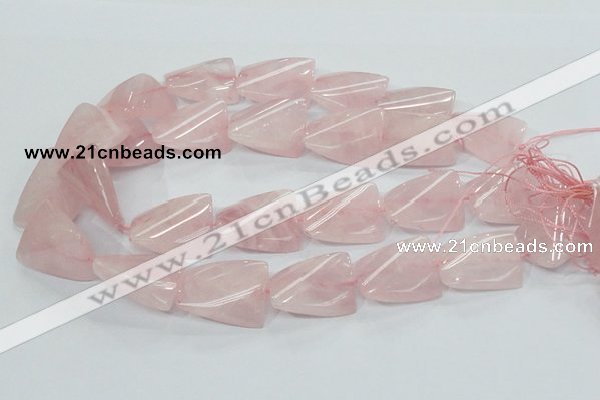 CRQ83 15.5 inches 20*30mm twisted rectangle natural rose quartz beads