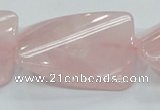 CRQ84 15.5 inches 30*40mm twisted rectangle natural rose quartz beads