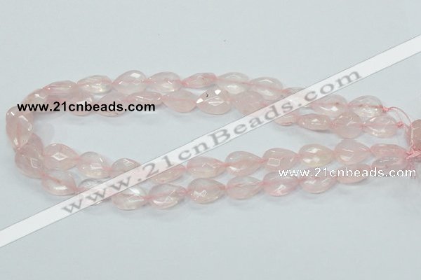 CRQ87 15.5 inches 12*18mm faceted teardrop natural rose quartz beads