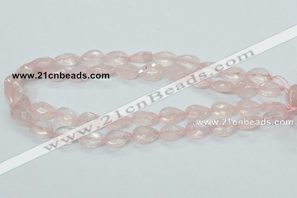 CRQ87 15.5 inches 12*18mm faceted teardrop natural rose quartz beads