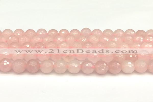 CRQ876 15 inches 8mm faceted round rose quartz beads