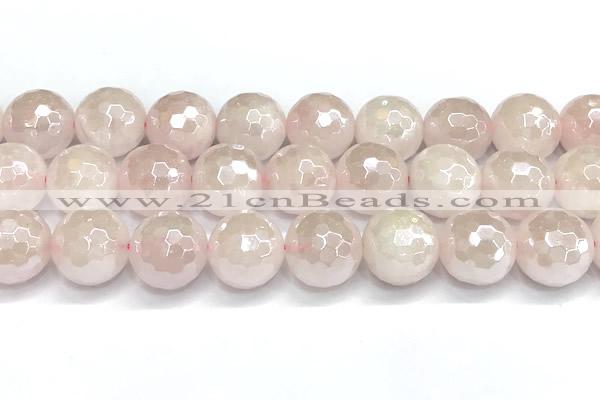 CRQ914 15 inches 14mm faceted round AB-color rose quartz beads