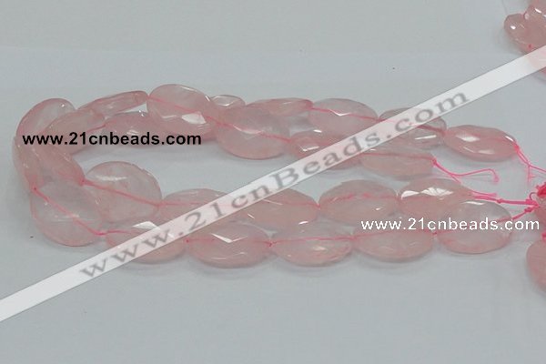 CRQ93 15.5 inches 22*30mm faceted oval natural rose quartz beads