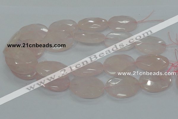 CRQ95 15.5 inches 30*40mm faceted oval natural rose quartz beads