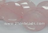 CRQ97 15.5 inches 25mm faceted flat round natural rose quartz beads