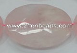 CRQ99 15.5 inches 50mm faceted flat round natural rose quartz beads