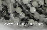 CRU01 15.5 inches 6mm faceted round black rutilated quartz beads