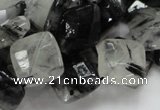 CRU08 15.5 inches 15*15mm faceted diamond black rutilated quartz beads