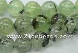 CRU101 15.5 inches 12mm round green rutilated quartz beads wholesale