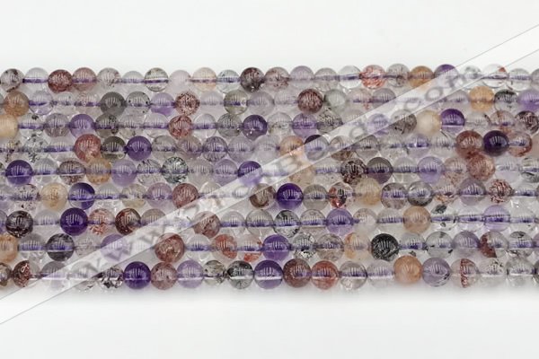 CRU1017 15.5 inches 4mm round mixed rutilated quartz beads