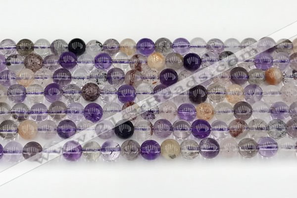 CRU1018 15.5 inches 6mm round mixed rutilated quartz beads