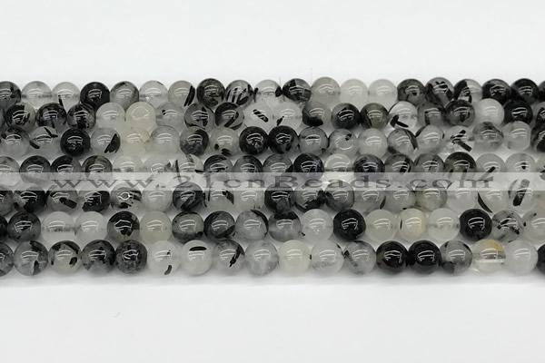 CRU1037 15 inches 6mm round black rutilated quartz beads