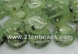 CRU110 15.5 inches 16mm flat round green rutilated quartz beads