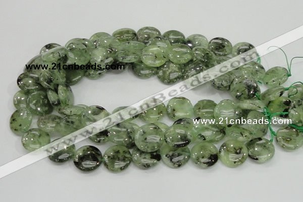 CRU111 15.5 inches 20mm flat round green rutilated quartz beads