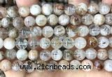 CRU1138 15 inches 8mm round black gold rutilated quartz beads