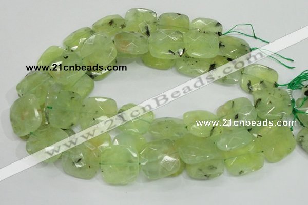 CRU121 15.5 inches 25*25mm faceted square green rutilated quartz beads