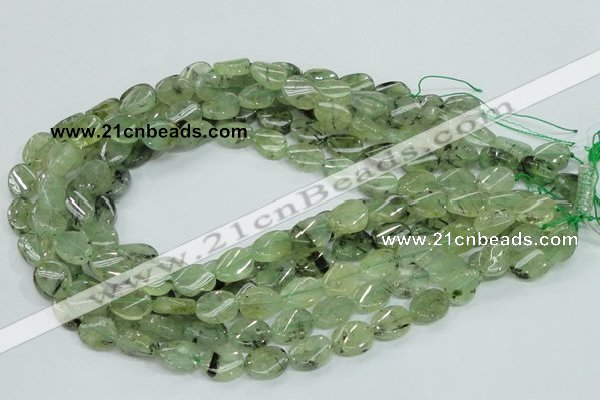 CRU122 15.5 inches 10*14mm twisted oval green rutilated quartz beads