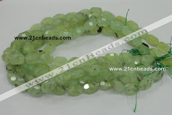 CRU123 15.5 inches 12*18mm faceted nugget green rutilated quartz beads
