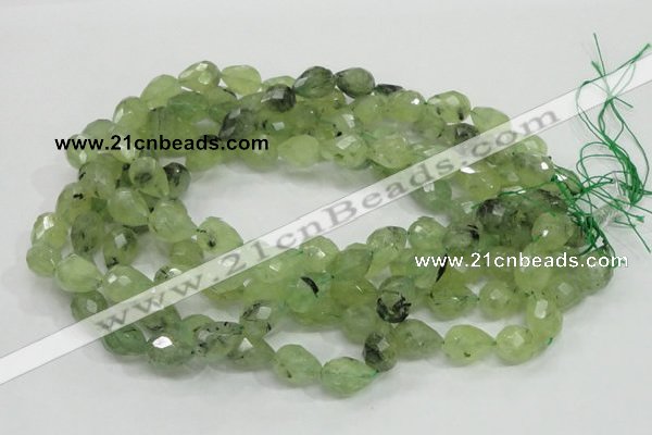 CRU125 15.5 inches 11*16mm faceted teardrop green rutilated quartz beads