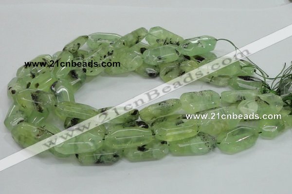 CRU128 15.5 inches 17*33mm faceted rectangle green rutilated quartz beads