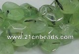 CRU130 15.5 inches 11*13mm faceted freeform green rutilated quartz beads