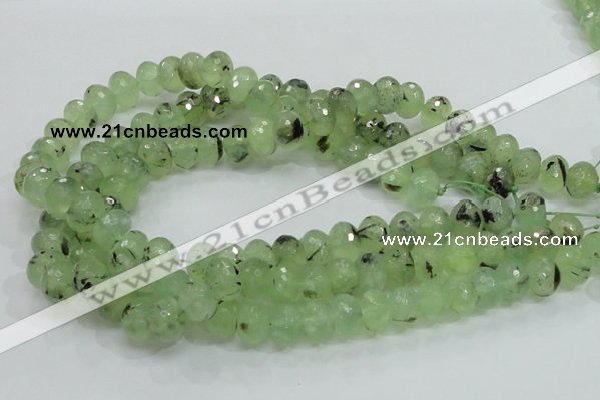 CRU132 15.5 inches 10*14mm faceted rondelle green rutilated quartz beads