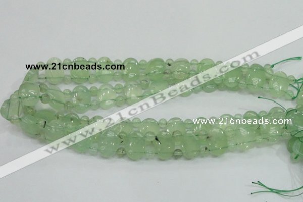 CRU135 13*18mm oval & round double drilled green rutilated quartz beads