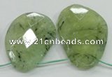 CRU137 15.5 inches 35*45mm faceted freeform green rutilated quartz beads