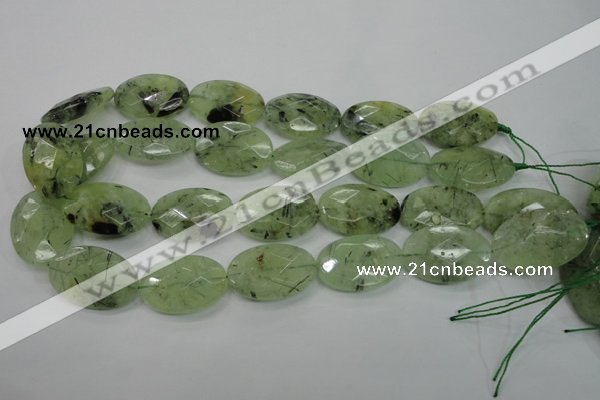 CRU140 15.5 inches 20*30mm faceted oval green rutilated quartz beads