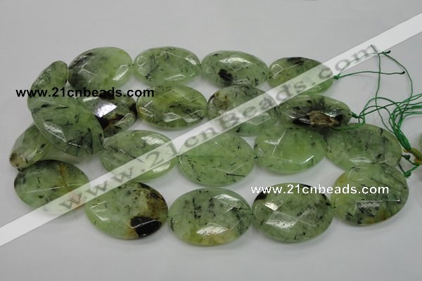 CRU142 15.5 inches 30*40mm faceted oval green rutilated quartz beads