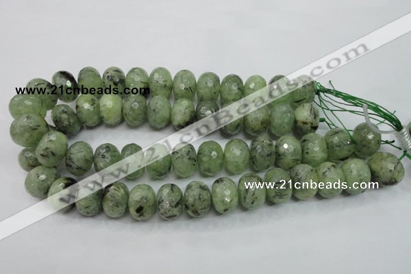 CRU144 15.5 inches 15*20mm faceted rondelle green rutilated quartz beads