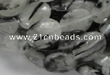 CRU15 15.5 inches 12*16mm faceted oval black rutilated quartz beads