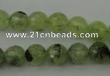 CRU153 15.5 inches 10mm faceted round green rutilated quartz beads