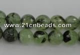 CRU155 15.5 inches 10mm faceted round green rutilated quartz beads