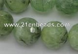 CRU159 15.5 inches 18mm faceted round green rutilated quartz beads