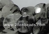 CRU16 15.5 inches 15*20mm faceted oval black rutilated quartz beads