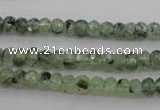 CRU161 15.5 inches 4*6mm faceted rondelle green rutilated quartz beads