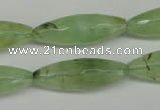 CRU167 15.5 inches 10*30mm faceted rice green rutilated quartz beads